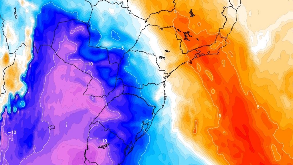 Massa de ar frio atingirá o Sul, Centro-Oeste e o Sudeste do Brasil