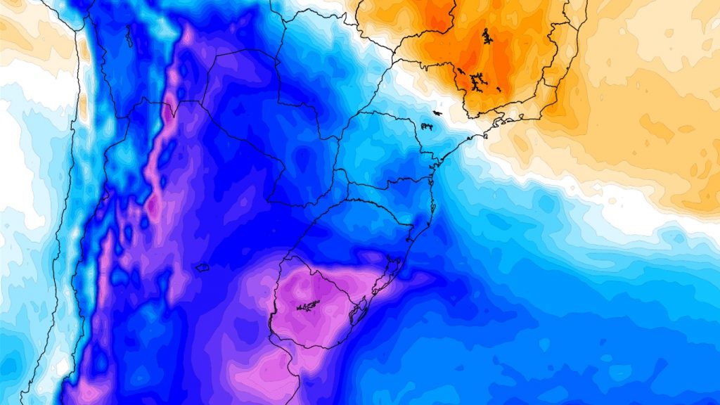 Potente reforço polar chega ao Sul e leva chuva ao Centro do Brasil