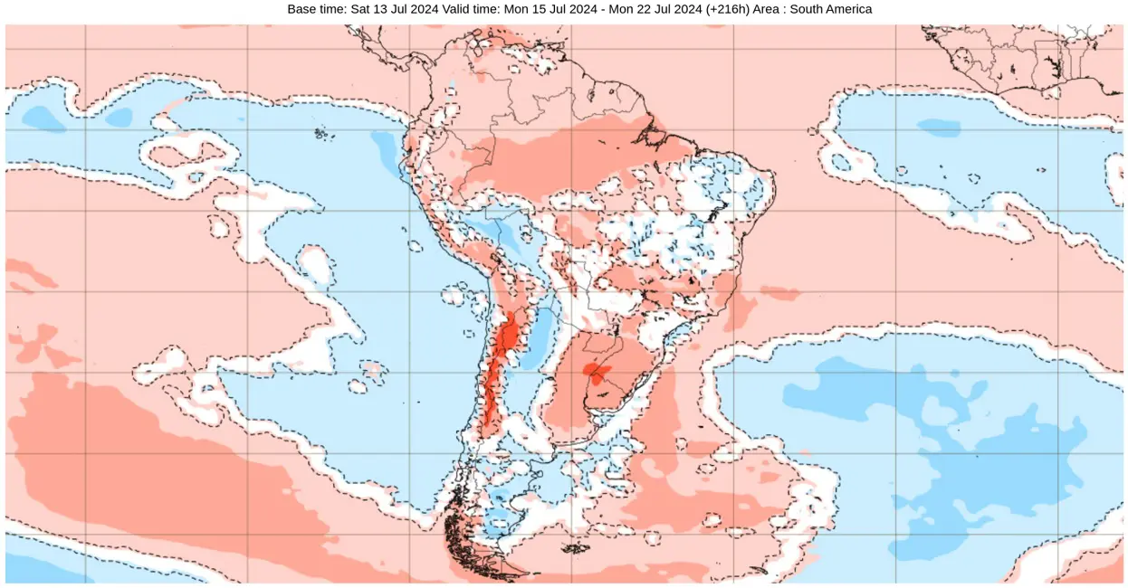 Mapas de anomalia de temperatura do modelo europeu 