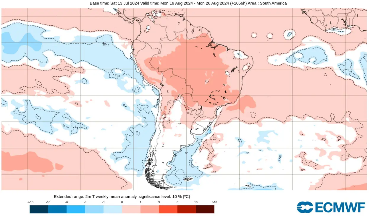 Mapas de anomalia de temperatura do modelo europeu 
