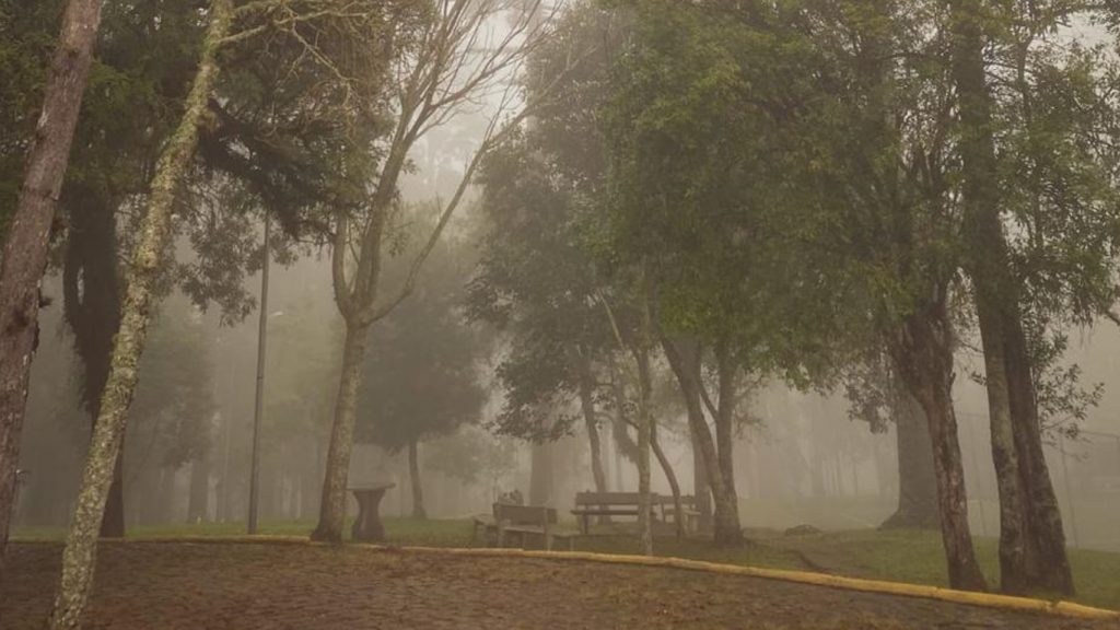 Baixa pressão traz chuva, garoa e nevoeiro sob ar gelado e muito frio