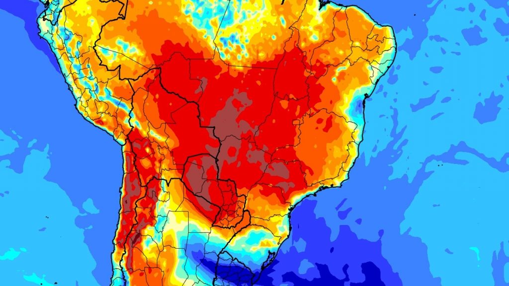 Chuva e tempestades no RS enquanto Brasil torra a quase 43ºC