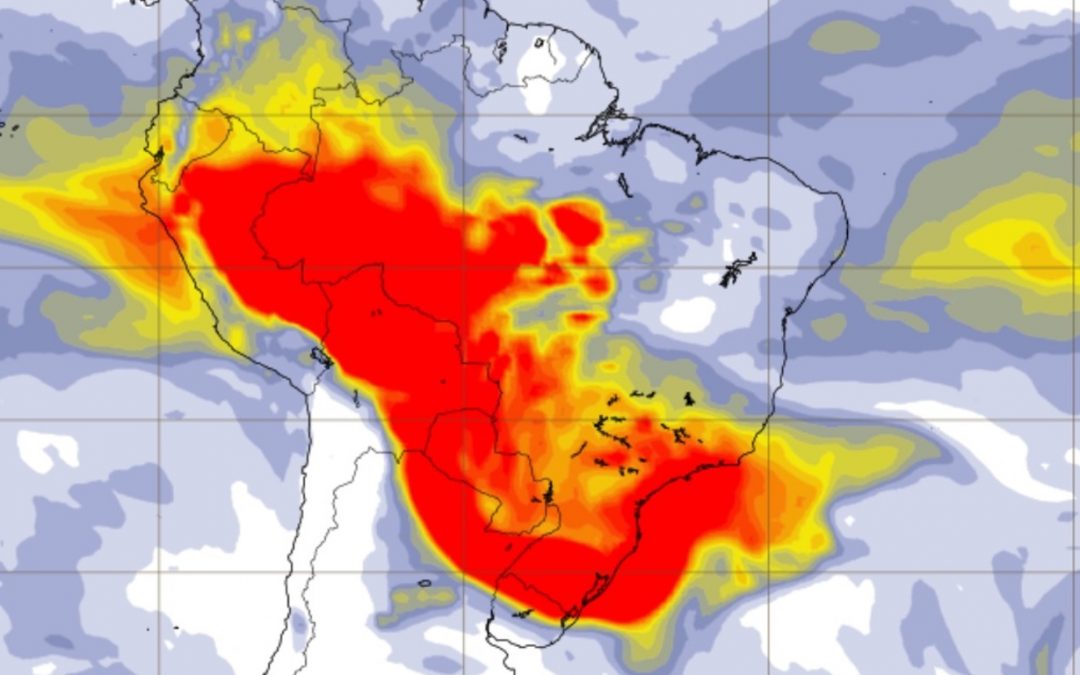 Corredor de fumaça vai voltar ao Sul do Brasil neste fim de semana MetSul projeta com base em modelos de dispersão de aerossóis o retorno da fumaça aos três estados do Sul neste fim de semana