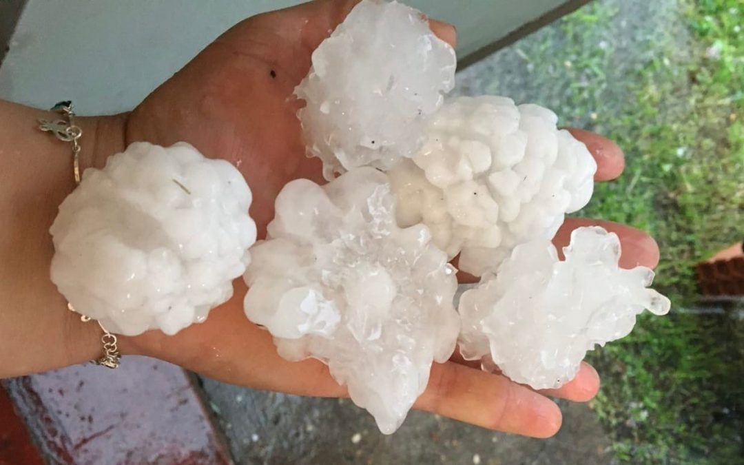 Tempestades entre Uruguai e Rio Grande do Sul causam granizo gigante Departamento do Uruguai que faz fronteira com o Oeste do Rio Grande do Sul teve granizo gigante nesta terça