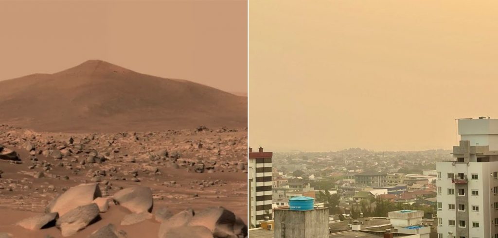 Crise ambiental: uma foto é de Marte e a outra do litoral gaúcho