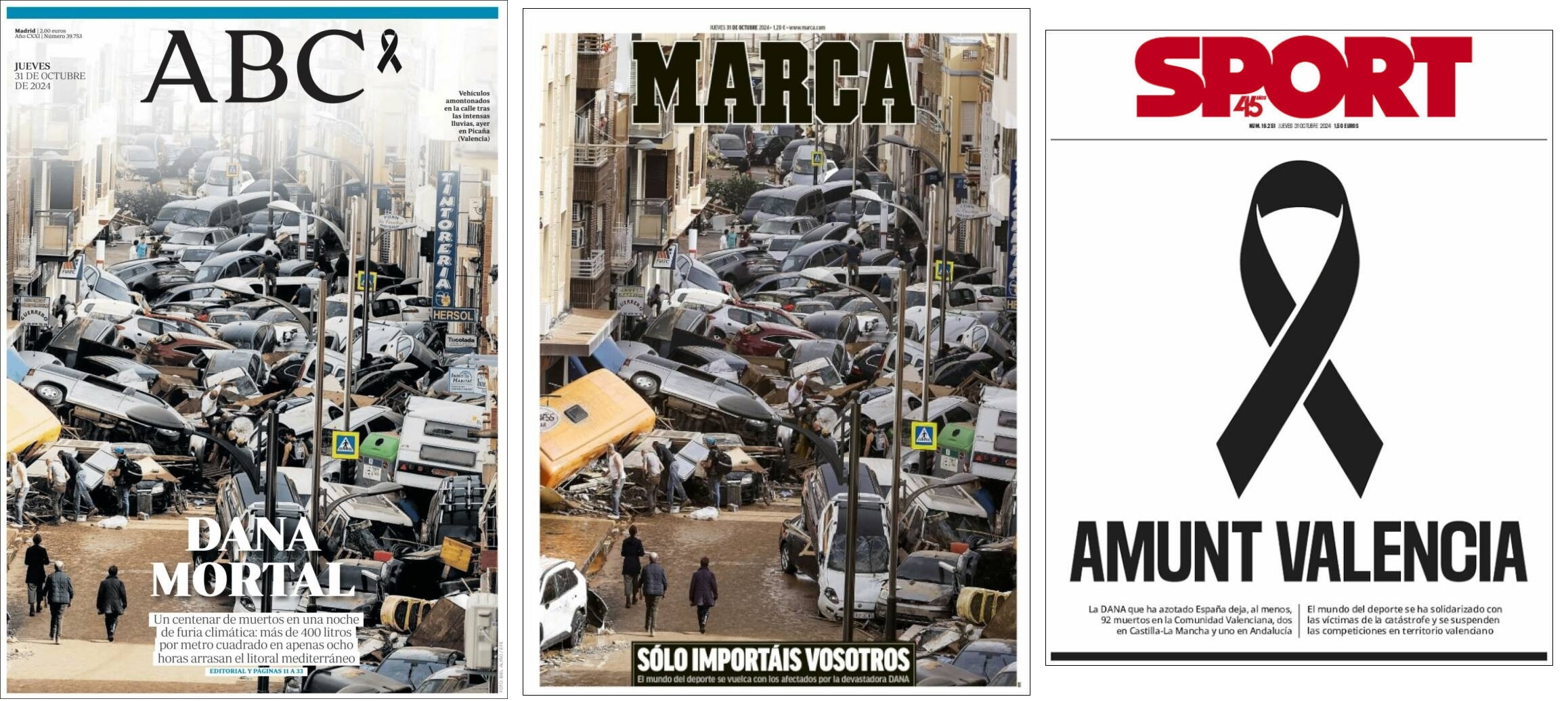 <span class="entry-title-primary">Catástrofe do século: veja as capas de hoje dos jornais da Espanha</span> <h2 class="entry-subtitle">Veja as capas dos jornais da Espanha deste 31 de outubro de 2024 depois do desastre pela chuva na região de Valência</h2>