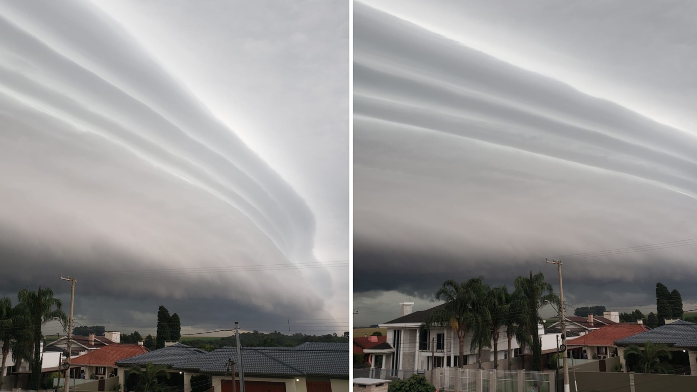 <span class="entry-title-primary">Nuvens prateleiras chamam atenção no céu de diversas cidades</span> <h2 class="entry-subtitle">Nuvens do tipo prateleira (shelf cloud) foram observadas no céu de diversas cidades do Rio Grande do Sul nesta terça-feira </h2>