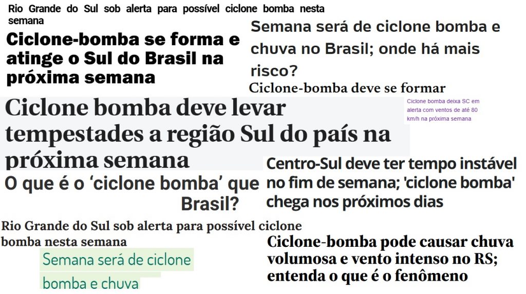 Ciclone bomba não atingirá o Sul do Brasil nesta semana