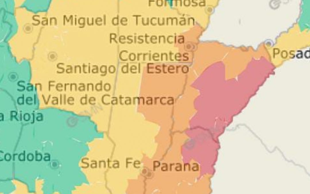 Argentina emite alerta máximo para áreas junto ao Rio Grande do Sul Serviço Meteorológico Nacional emitiu alerta vermelho com aviso de ventos de 120 km/h ou mais para Corrientes e Entre Rios