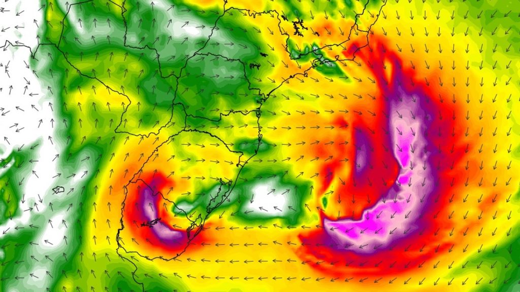 Dois sistemas ciclônicos podem trazer chuva, vento e tempestades