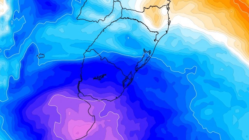Ar frio traz temperatura baixa na Argentina, Uruguai e Rio Grande do Sul