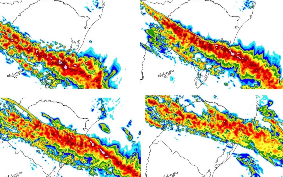 Risco crítico de tempo severo no Sul do Brasil com vendavais Complexo cenário meteorológico traz risco crítico de tempo severo nas próximas horas em que o maior perigo é o de vendavais