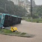 Cenário de alerta por chuva volumosa de Santa Catarina a São Paulo