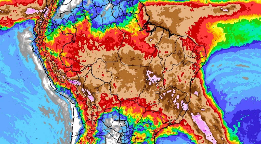 Previsão do tempo: tendência de chuva para dez dias no Brasil