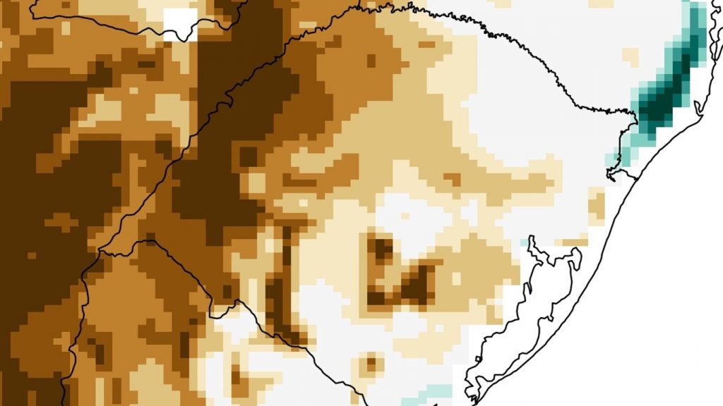 Mapas mostram o avanço da estiagem no Rio Grande do Sul