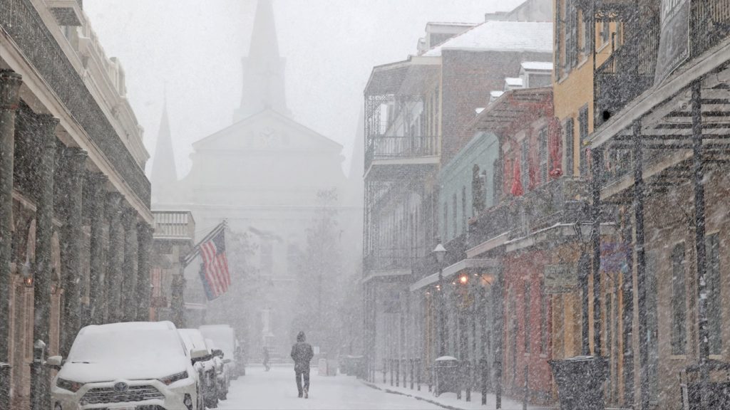 Sul dos EUA tem temperaturas e neve sem precedentes desde o século 19