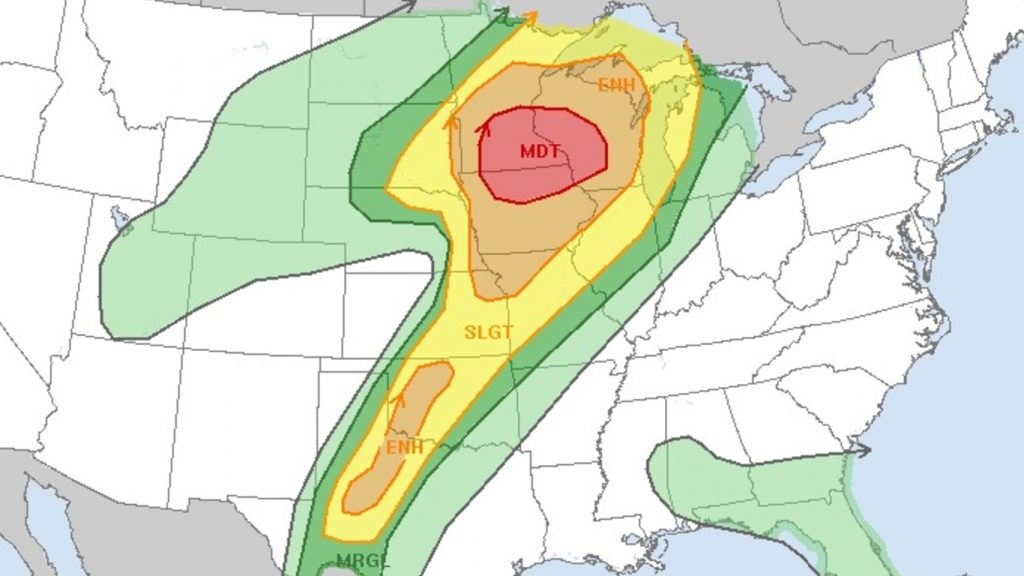 Onda de tornados perigosa atinge os EUA nas próximas horas
