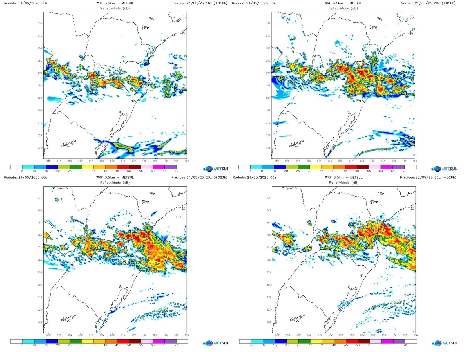 Mapas do modelo WRF da chuva