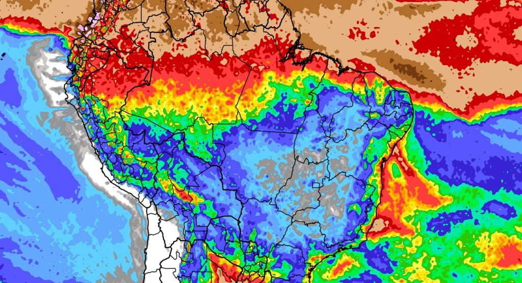 Previsão do tempo: tendência de chuva para dez dias no Brasil