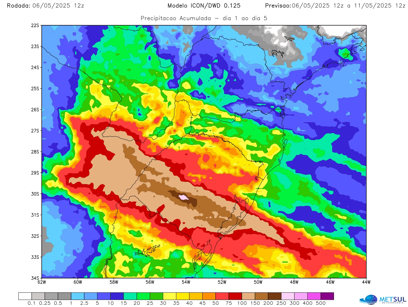 Mapa de chuva do modelo Icon