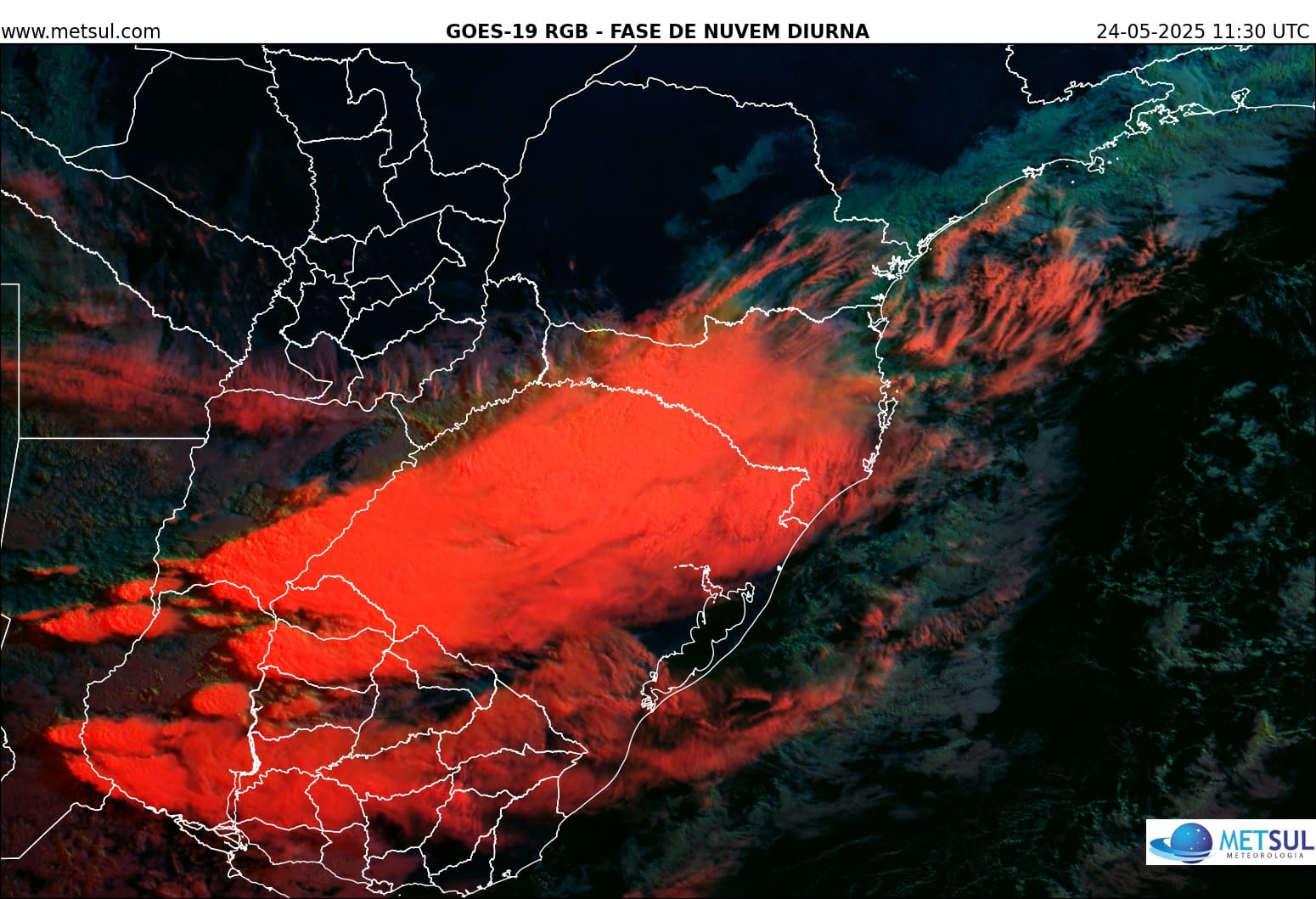 Frente quente Imagem de satélite mostra frente quente