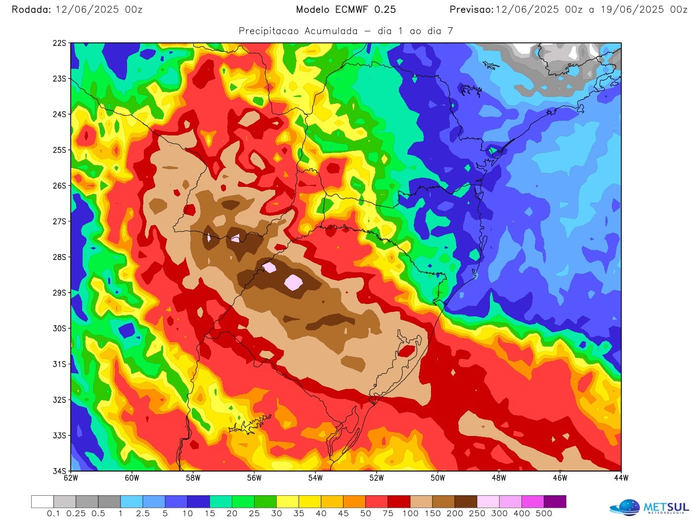 Mapa de chuva Mapa de chuva do modelo ECMWF