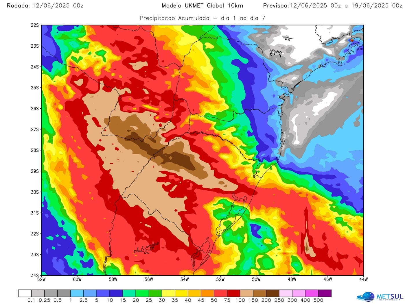 Mapa de chuva Mapa de chuva do modelo UKMET
