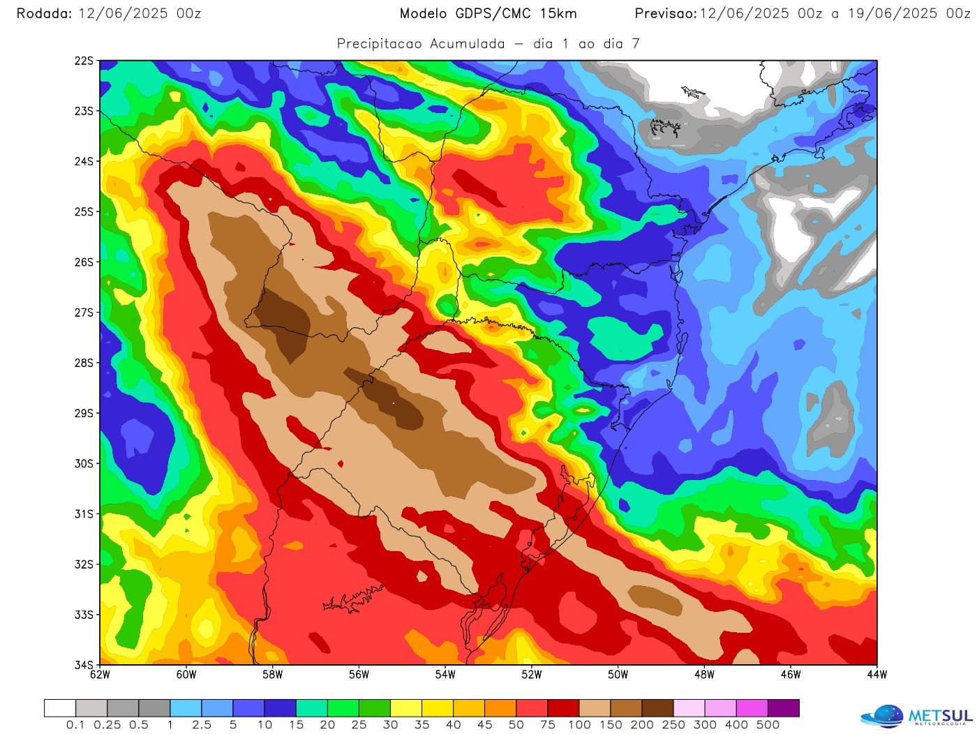 Mapa de chuva Mapa de chuva do modelo canadense