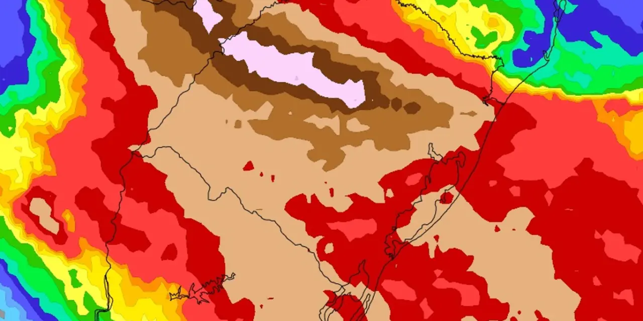 <span class="entry-title-primary">Alerta de chuva excessiva e risco de cheias de rios no Rio Grande do Sul</span> <h2 class="entry-subtitle">Volumes excessivamente altos de chuva no Rio Grande do Sul nos próximos sete dias devem trazer alagamentos, inundações e cheias de rios </h2>
