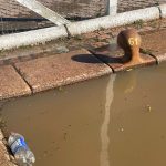 Guaíba perto da cota de inundação no Cais Mauá do Centro Histórico