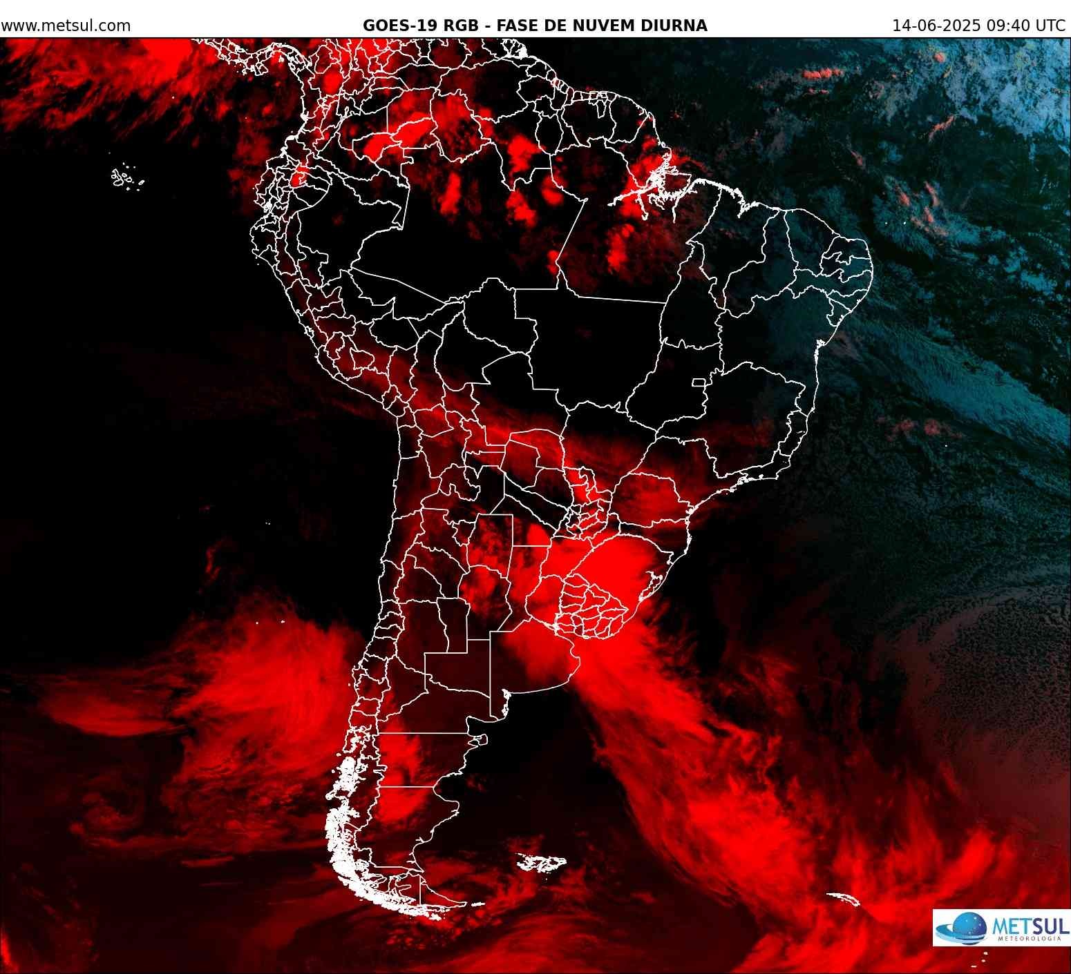 Frente fria Imagem de satélite mostra a frente fria