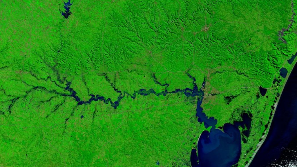 Imagem de satélite mostra cheia histórica do Rio Jacuí