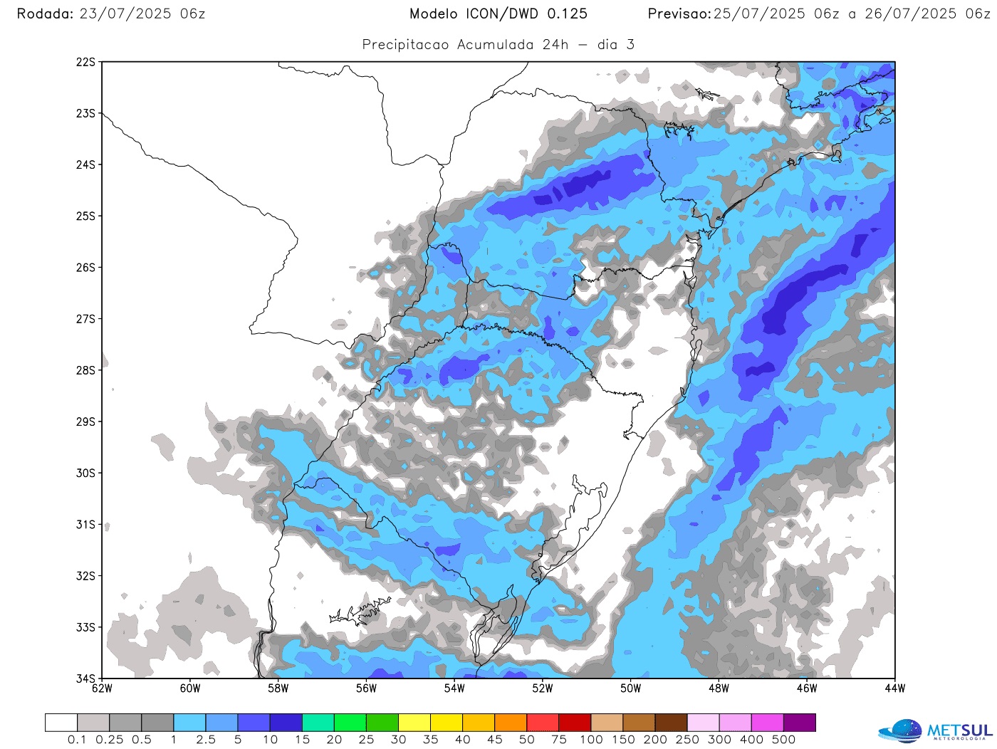 Mapa de chuva do modelo Icon