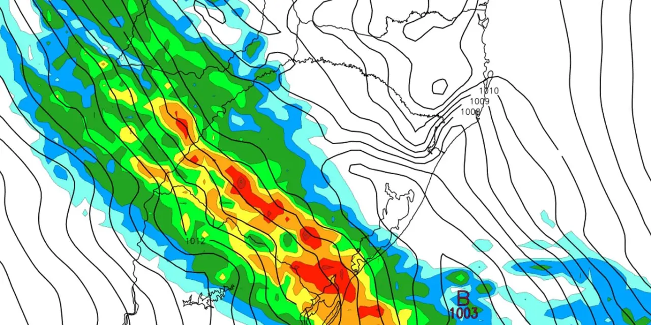 <span class="entry-title-primary">Frente fria provocará segunda rodada de chuva forte e temporais</span> <h2 class="entry-subtitle">Frente fria avança neste sábado pelo Sul do Brasil com chuva e temporais após frente quente com tempestades no Rio Grande do Sul </h2>