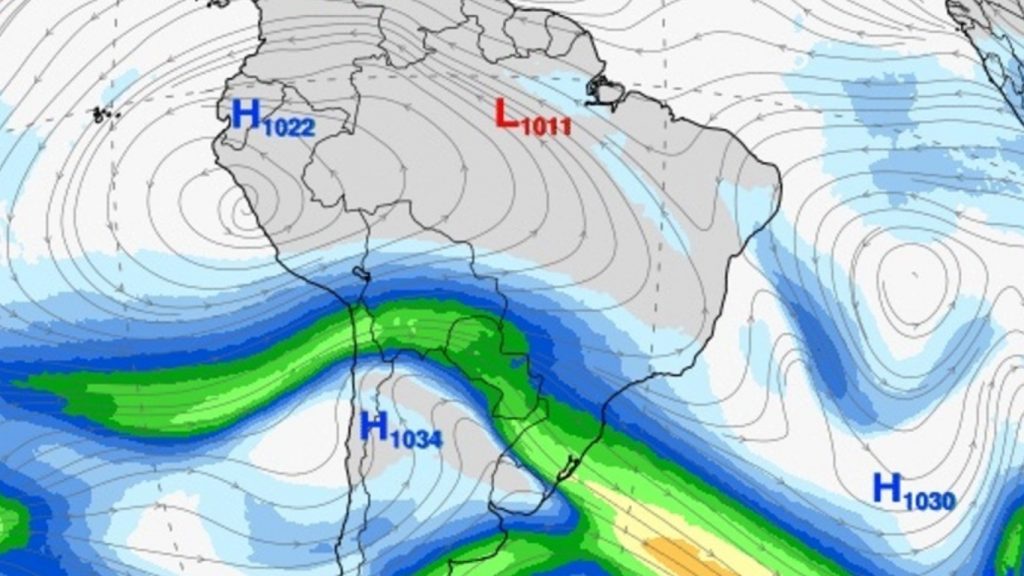 Jato de 140 km/h sobre o Sul do Brasil provoca muitas nuvens altas