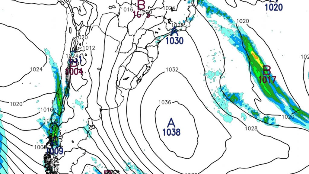 Grande e intenso centro de alta pressão vai impactar o Sul e o Sudeste