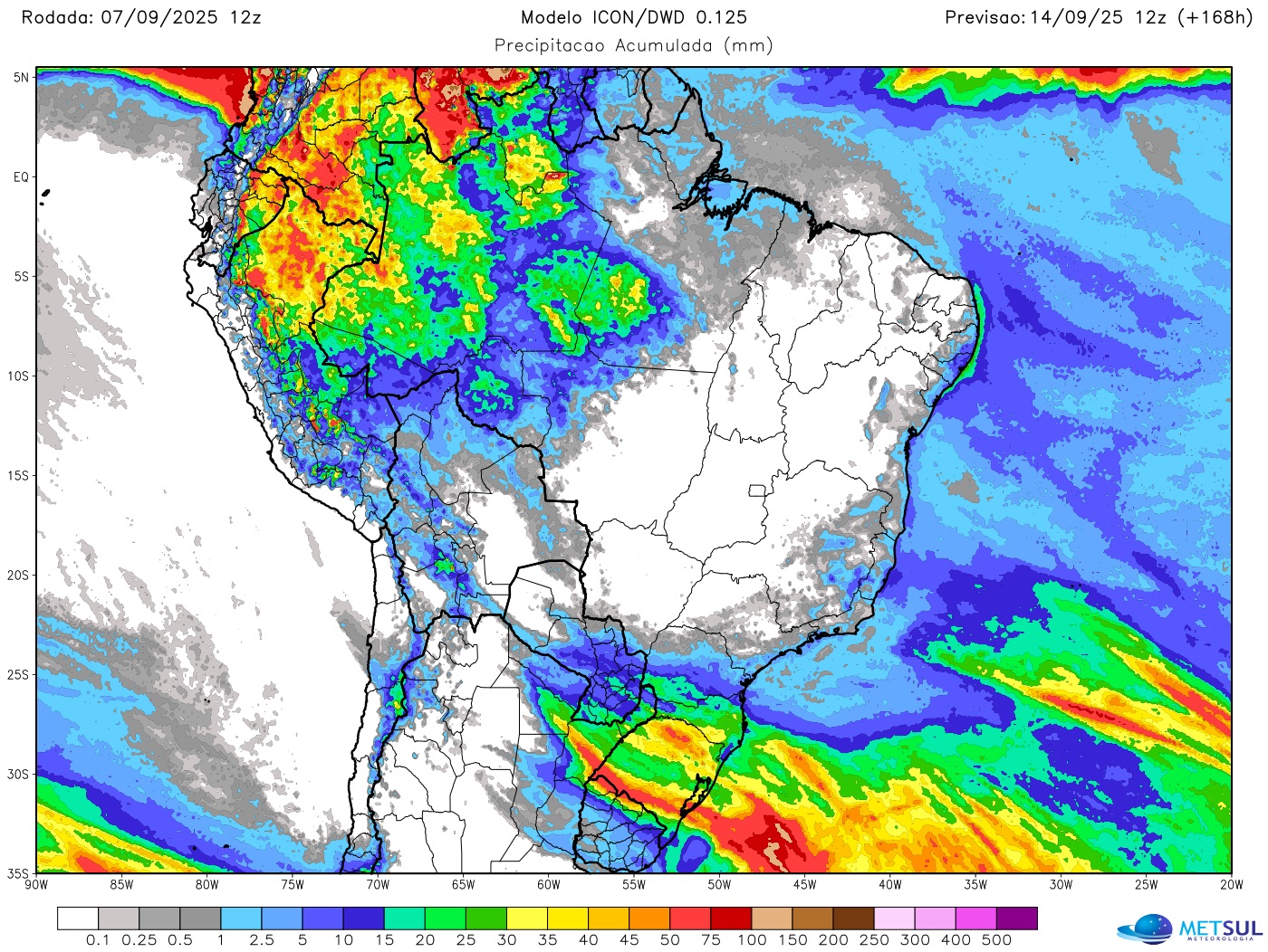 Mapa de chuva no Brasil 