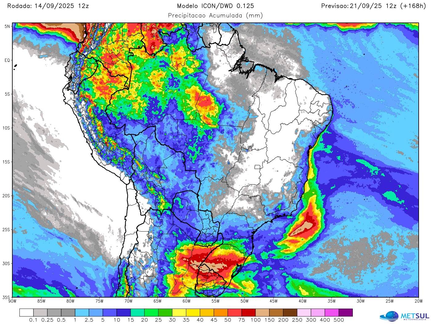 Mapa de chuva na semana do modelo Icon 