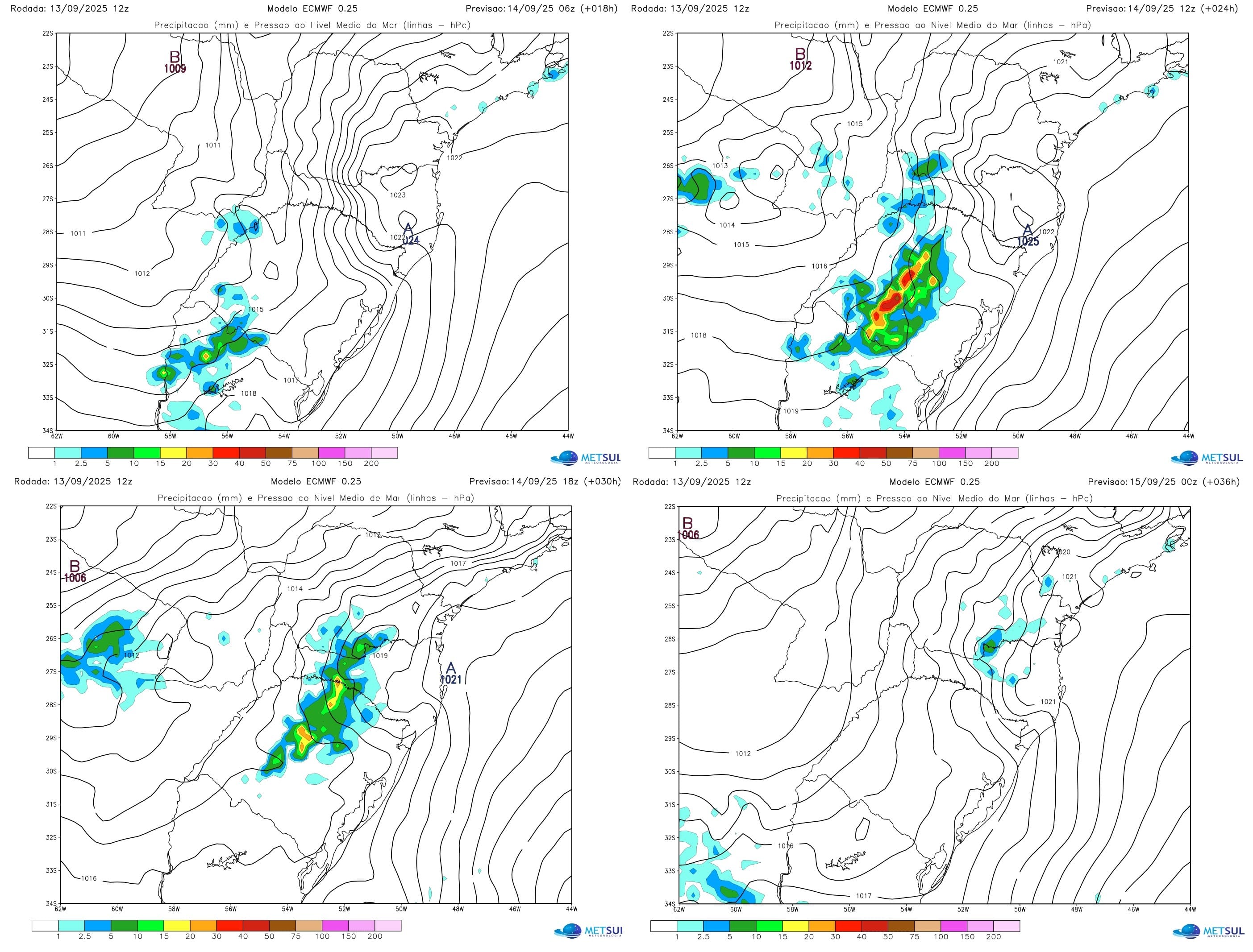 Mapas de chuva do modelo europeu 