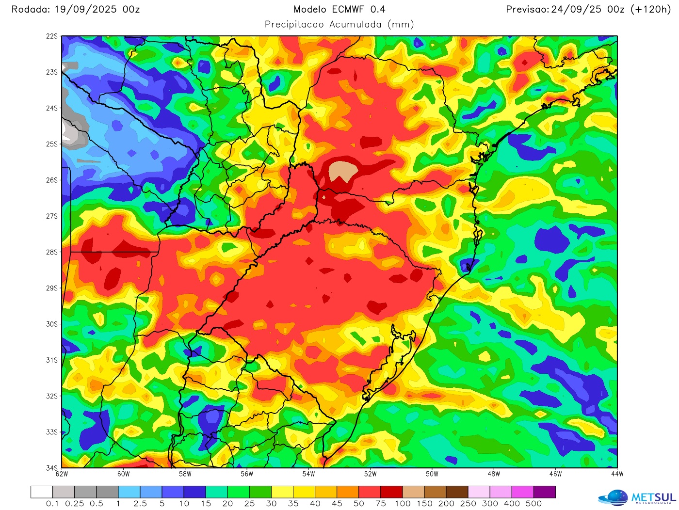 Mapa de chuva do modelo europeu 