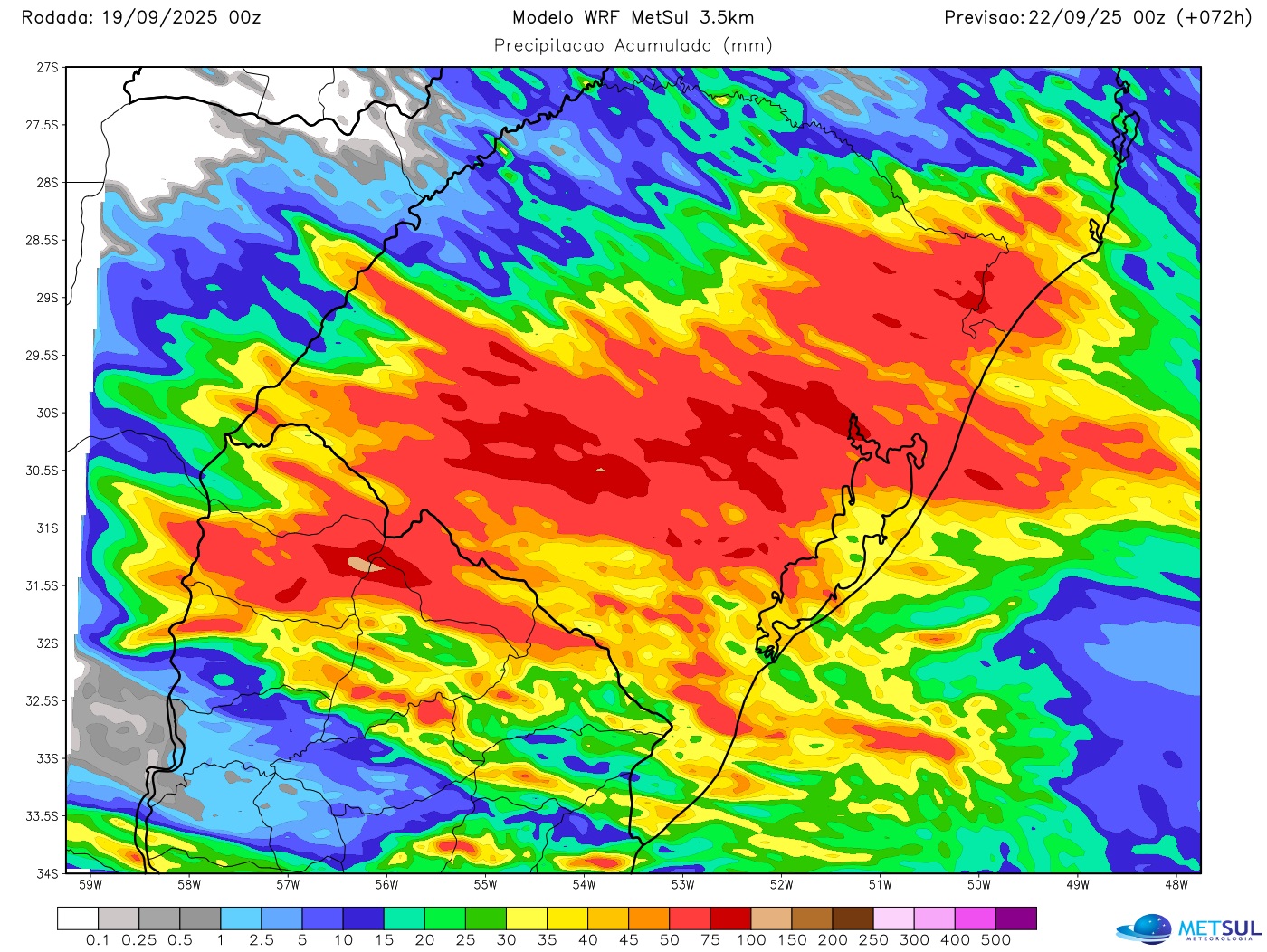 Mapa de chuva do modelo WRF-GFS 