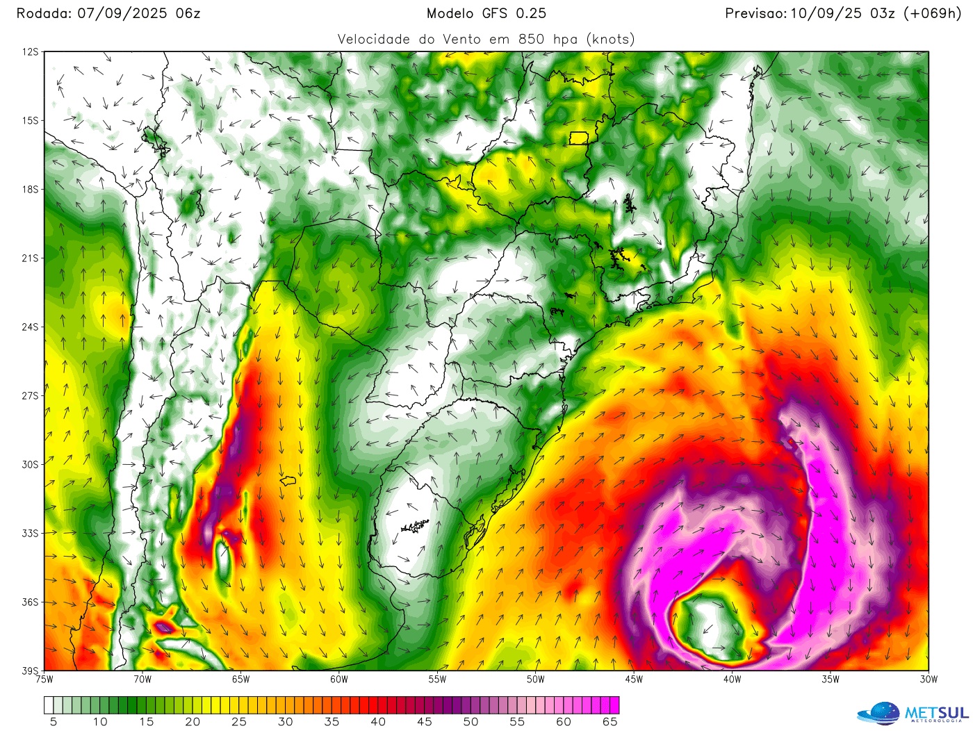 Mapa de vento do ciclone em alto-mar
