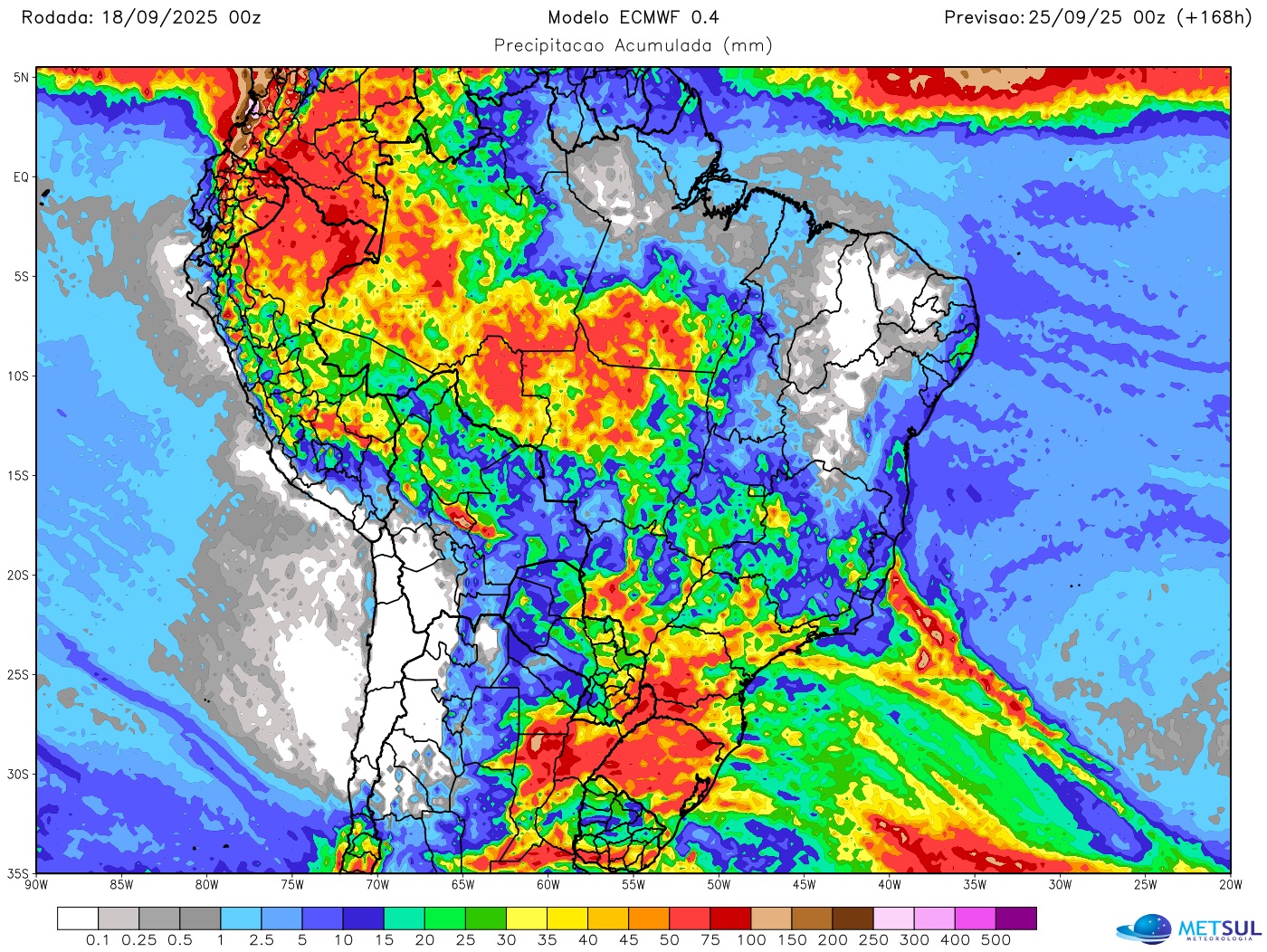 Mapa de chuva do modelo europeu 