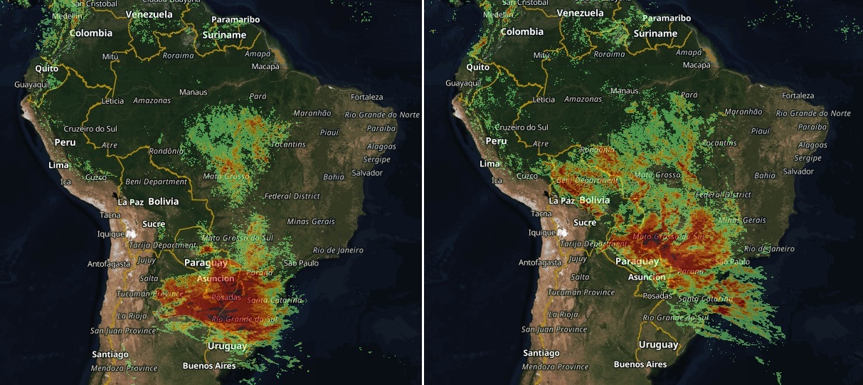 Mapa de previsão de raios 