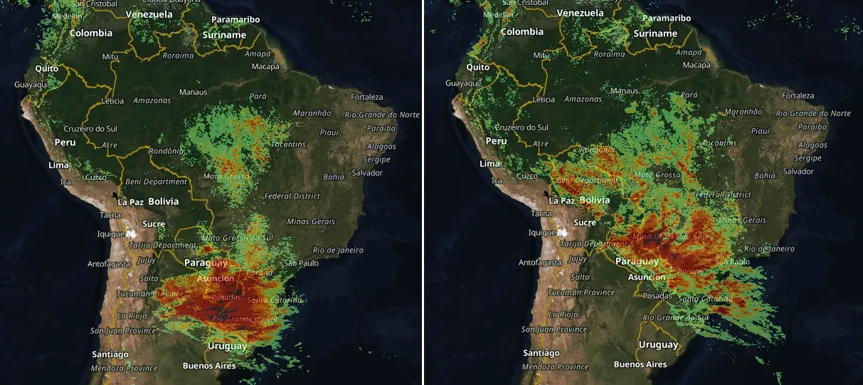 Mapa de previsão de raios 