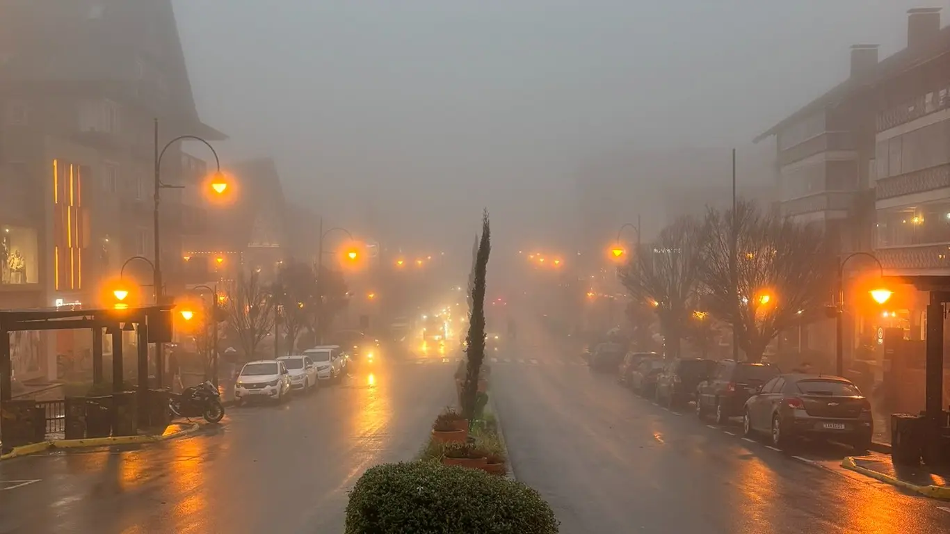 Foto mostra o frio em Gramado 
