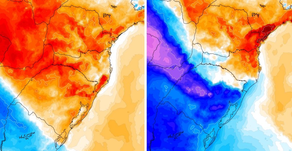 Grande mudança de temperatura com a chegada de massa de ar frio