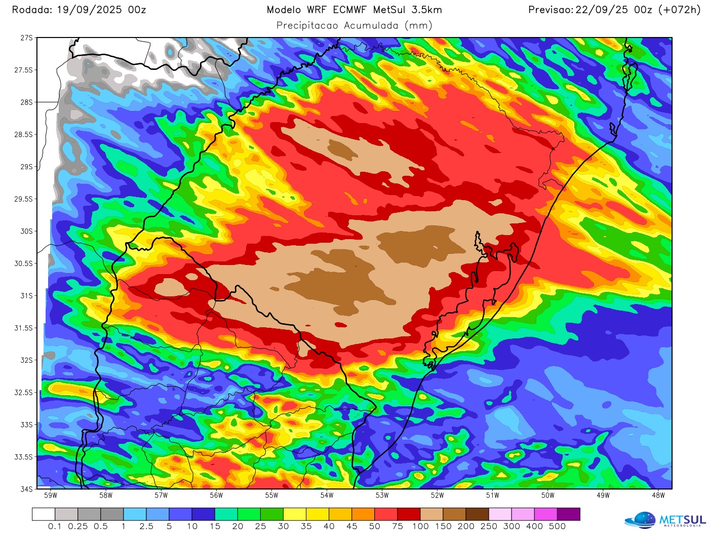 Mapa de chuva do modelo WRF-EURO | METSUL 