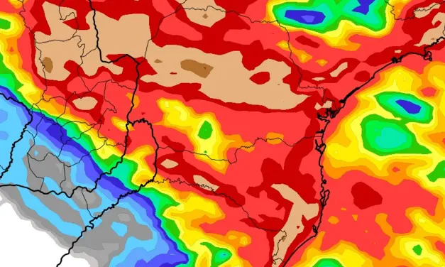 Chuva volumosa vai atingir o Sul do Brasil na semana; veja os volumes e áreas atingidas