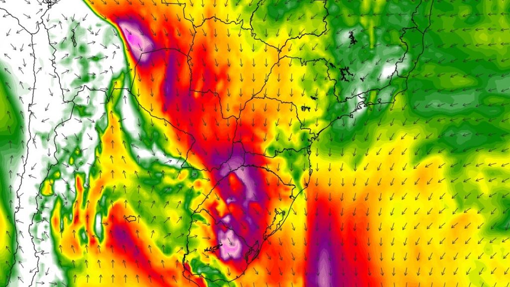 JBN provoca vento de até 95 km/h no Rio Grande do Sul